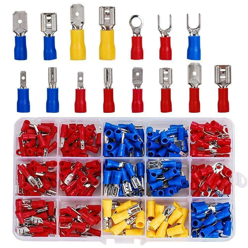 HASTHIP 280 PCS Wire Connector, Insulated Wire Connectors, Crimp Connectors Assortment Set, Electric Cable Lugs, Flat, Round Connectors, Fork, Ring Terminals, Butt Connectors for Automotive Marine HASTHIP 280 PCS Wire Connector, Insulated Wire Connectors, Crimp Connectors Assortment Set, Electric Cable Lugs, Flat, Round Connectors, Fork, Ring Terminals, Butt Connectors for Automotive Marine